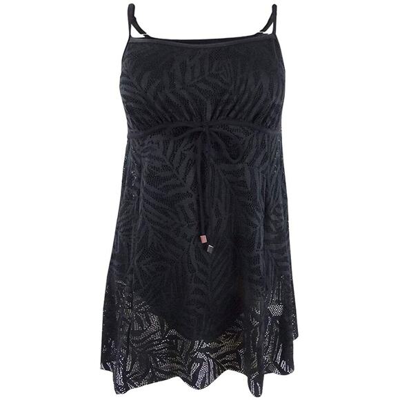 Swim Solutions Empire Princess Crochet Black One-Piece Swimdress 8 NEW - Picture 2 of 4